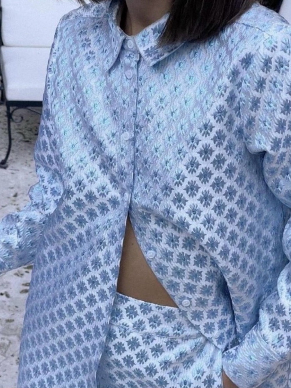 Hill House Light Blue Geometric Button-Down Shirt